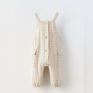 Baby boy or girl plaid button overalls